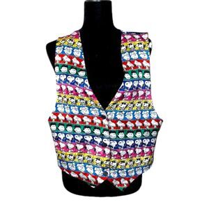 PEANUTS Vintage 1971 Snoopy Charlie Brown Lucy Satin Vest Size Medium/Large